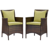 Conduit Outdoor Patio Wicker Rattan Dining Armchair Set of 2 by Lefancy