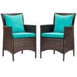 Conduit Outdoor Patio Wicker Rattan Dining Armchair Set of 2 by Lefancy