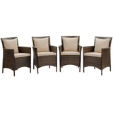 Conduit Outdoor Patio Wicker Rattan Dining Armchair Set of 4 by Lefancy