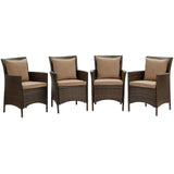 Conduit Outdoor Patio Wicker Rattan Dining Armchair Set of 4 by Lefancy