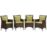 Conduit Outdoor Patio Wicker Rattan Dining Armchair Set of 4 by Lefancy