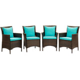 Conduit Outdoor Patio Wicker Rattan Dining Armchair Set of 4 by Lefancy