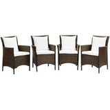 Conduit Outdoor Patio Wicker Rattan Dining Armchair Set of 4 by Lefancy