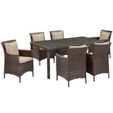 Conduit 7 Piece Outdoor Patio Wicker Rattan Dining Set by Lefancy