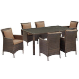 Conduit 7 Piece Outdoor Patio Wicker Rattan Dining Set by Lefancy