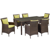 Conduit 7 Piece Outdoor Patio Wicker Rattan Dining Set by Lefancy