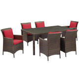 Conduit 7 Piece Outdoor Patio Wicker Rattan Dining Set by Lefancy