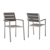 Shore Outdoor Patio Aluminum Dining Armchair Set of 2 by Lefancy