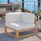 Upland Outdoor Patio Teak Wood Corner Chair by Lefancy