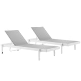 Charleston Outdoor Patio Aluminum Chaise Lounge Chair Set of 2 by Lefancy