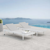 Charleston Outdoor Patio Aluminum Chaise Lounge Chair Set of 2 by Lefancy