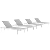 Charleston Outdoor Patio Aluminum Chaise Lounge Chair Set of 4 by Lefancy