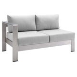 Shore Sunbrella® Fabric Aluminum Outdoor Patio Left-Arm Loveseat by Lefancy