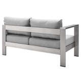 Shore Sunbrella® Fabric Aluminum Outdoor Patio Left-Arm Loveseat by Lefancy