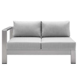 Shore Sunbrella® Fabric Aluminum Outdoor Patio Left-Arm Loveseat by Lefancy