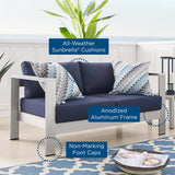 Shore Sunbrella® Fabric Aluminum Outdoor Patio Loveseat by Lefancy