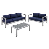 Shore 3 Piece Sunbrella® Fabric Outdoor Patio Aluminum Set by Lefancy