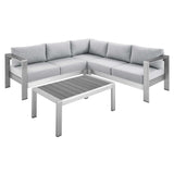 Shore 4 Piece Sunbrella® Fabric Outdoor Patio Aluminum Sectional Sofa Set by Lefancy