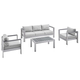 Shore 4 Piece Sunbrella® Fabric Outdoor Patio Aluminum Set by Lefancy