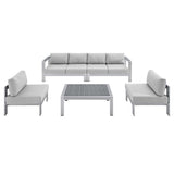 Shore 5 Piece Sunbrella® Fabric Outdoor Patio Aluminum Sectional Sofa Set by Lefancy