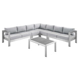 Shore 6 Piece Sunbrella® Fabric Outdoor Patio Aluminum Sectional Sofa Set by Lefancy