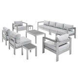 Shore 9 Piece Sunbrella® Fabric Outdoor Patio Aluminum Sectional Sofa Set by Lefancy