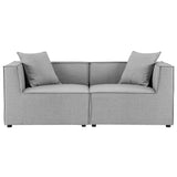 Saybrook 2-Piece Outdoor Patio Upholstered Sectional Sofa Loveseat by Lefancy