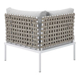 Harmony Sunbrella® Basket Weave Outdoor Patio Aluminum Corner Chair by Lefancy