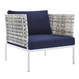 Harmony Sunbrella® Basket Weave Outdoor Patio Aluminum Armchair by Lefancy