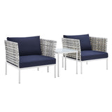 Harmony 3-Piece Sunbrella® Basket Weave Outdoor Patio Aluminum Seating Set by Lefancy