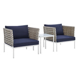 Harmony 3-Piece Sunbrella® Basket Weave Outdoor Patio Aluminum Seating Set by Lefancy