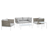 Harmony 5-Piece Sunbrella® Basket Weave Outdoor Patio Aluminum Seating Set by Lefancy