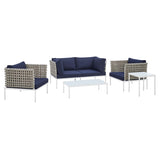 Harmony 5-Piece Sunbrella® Basket Weave Outdoor Patio Aluminum Seating Set by Lefancy