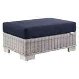 Conway Outdoor Patio Wicker Rattan Ottoman by Lefancy