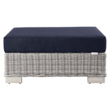 Conway Outdoor Patio Wicker Rattan Ottoman by Lefancy