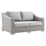 Conway Outdoor Patio Wicker Rattan Loveseat by Lefancy