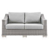 Conway Outdoor Patio Wicker Rattan Loveseat by Lefancy