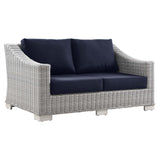 Conway Outdoor Patio Wicker Rattan Loveseat by Lefancy