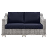 Conway Outdoor Patio Wicker Rattan Loveseat by Lefancy