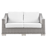 Conway Outdoor Patio Wicker Rattan Loveseat by Lefancy