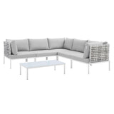 Harmony 6-Piece Sunbrella® Basket Weave Outdoor Patio Aluminum Sectional Sofa Set by Lefancy