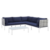 Harmony 6-Piece Sunbrella® Basket Weave Outdoor Patio Aluminum Sectional Sofa Set by Lefancy