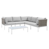 Harmony 6-Piece Sunbrella® Basket Weave Outdoor Patio Aluminum Sectional Sofa Set by Lefancy