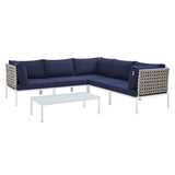 Harmony 6-Piece Sunbrella® Basket Weave Outdoor Patio Aluminum Sectional Sofa Set by Lefancy