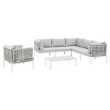 Harmony 7-Piece Sunbrella® Basket Weave Outdoor Patio Aluminum Sectional Sofa Set by Lefancy