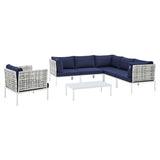 Harmony 7-Piece Sunbrella® Basket Weave Outdoor Patio Aluminum Sectional Sofa Set by Lefancy