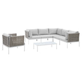 Harmony 7-Piece Sunbrella® Basket Weave Outdoor Patio Aluminum Sectional Sofa Set by Lefancy