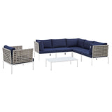 Harmony 7-Piece Sunbrella® Basket Weave Outdoor Patio Aluminum Sectional Sofa Set by Lefancy