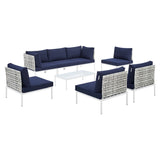 Harmony 8-Piece Sunbrella® Basket Weave Outdoor Patio Aluminum Sectional Sofa Set by Lefancy