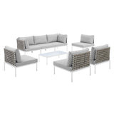 Harmony 8-Piece Sunbrella® Basket Weave Outdoor Patio Aluminum Sectional Sofa Set by Lefancy